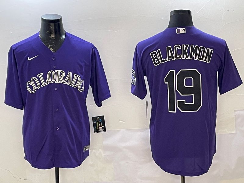 Men Colorado Rockies 19 Blackmon Purple Game 2025 Nike MLB Jersey style 1